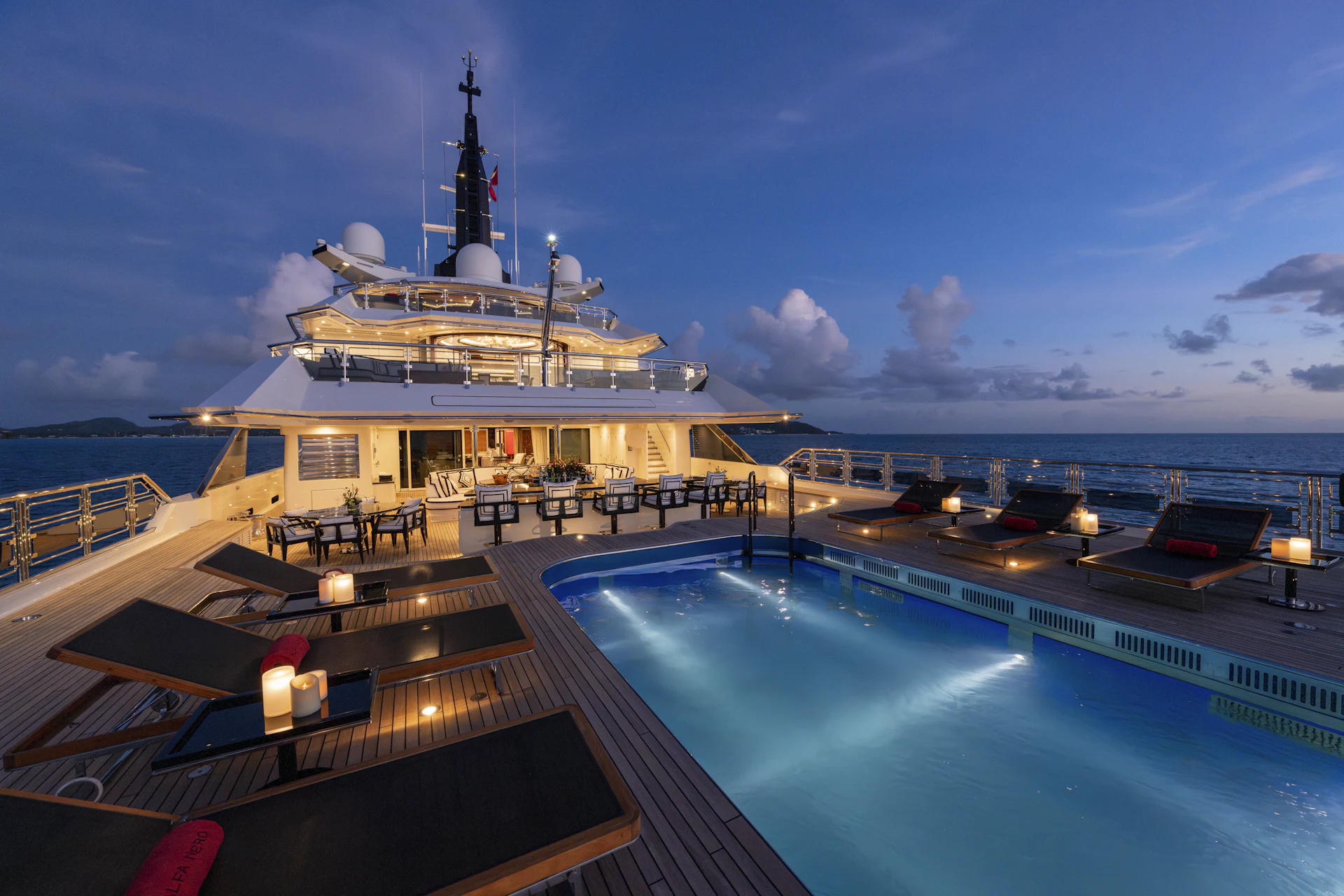 ALFA NERO Pool Deck at Evening
