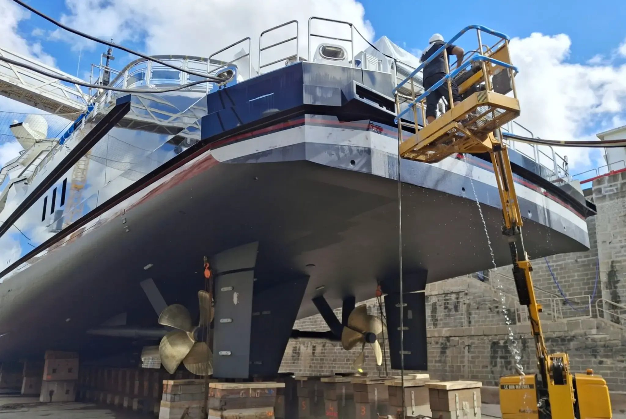 ALFA NERO during 2024 refit in dry dock