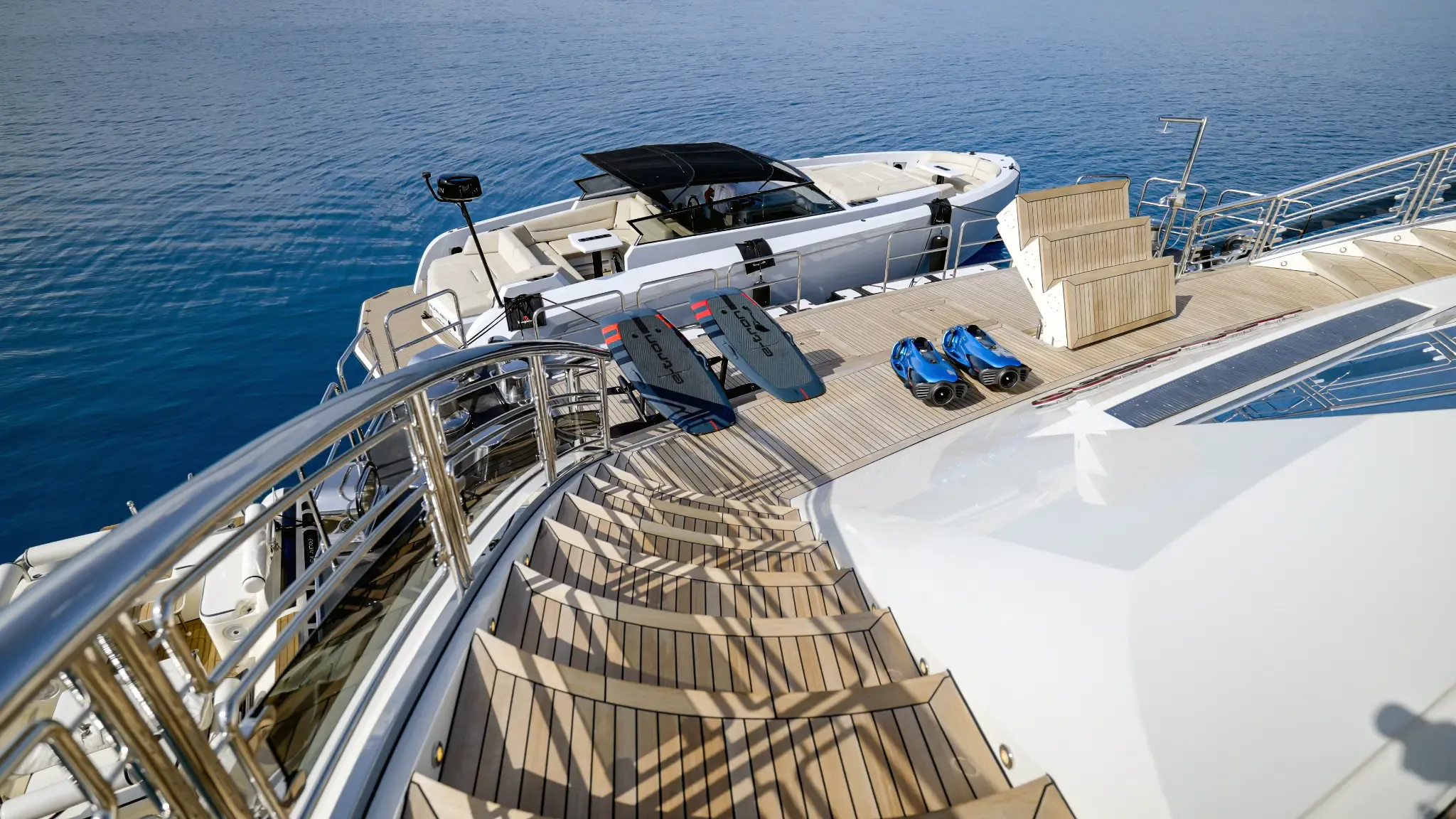 ALFA NERO water toys on tender deck